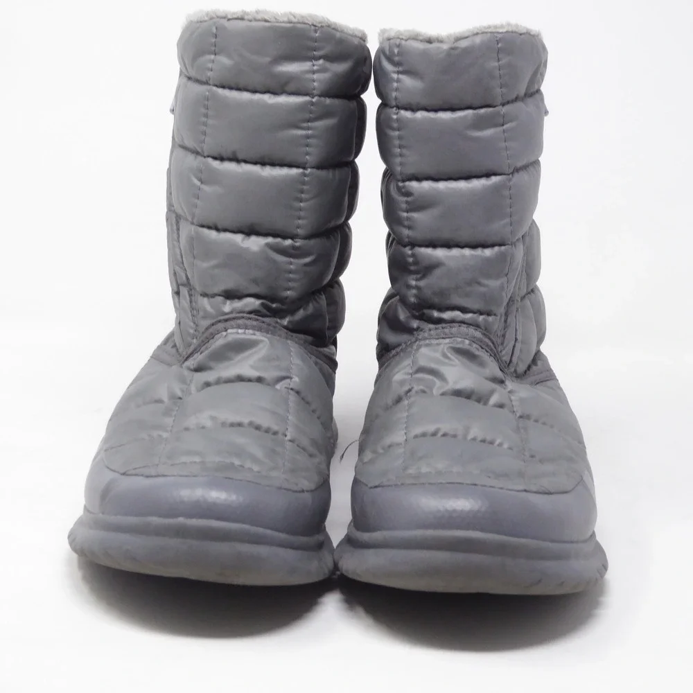 The North Face Womens Thermoball Boots Grey Quilted Faux Fur Lined Size 7